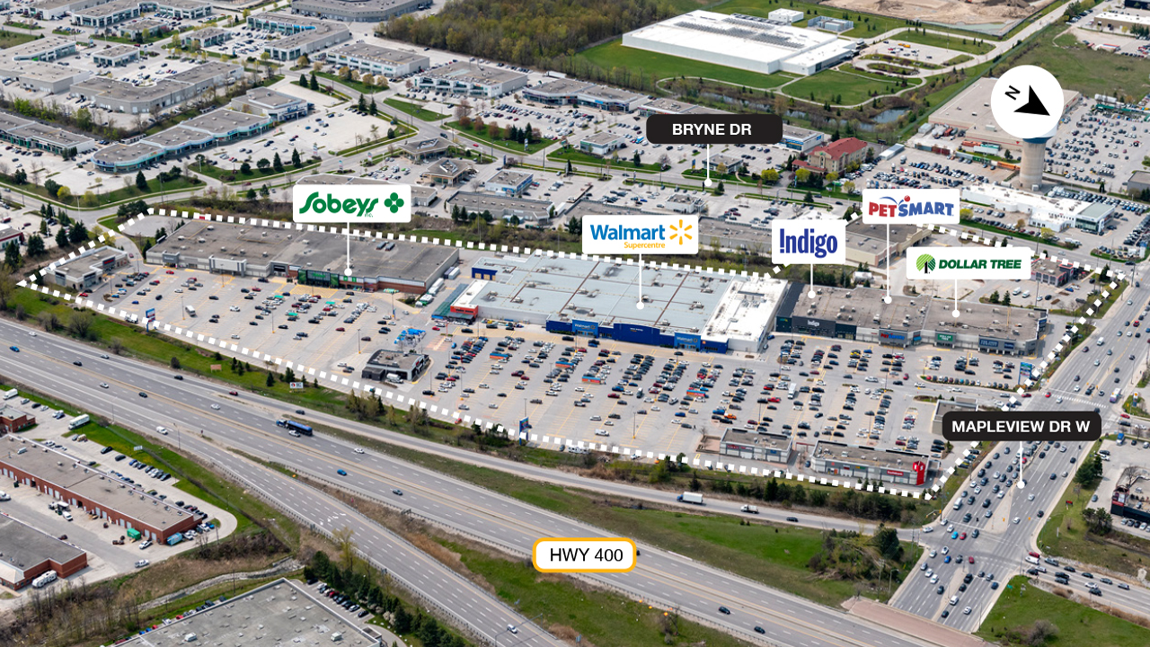 SmartCentres Barrie South Property Map showing access to Highway 400