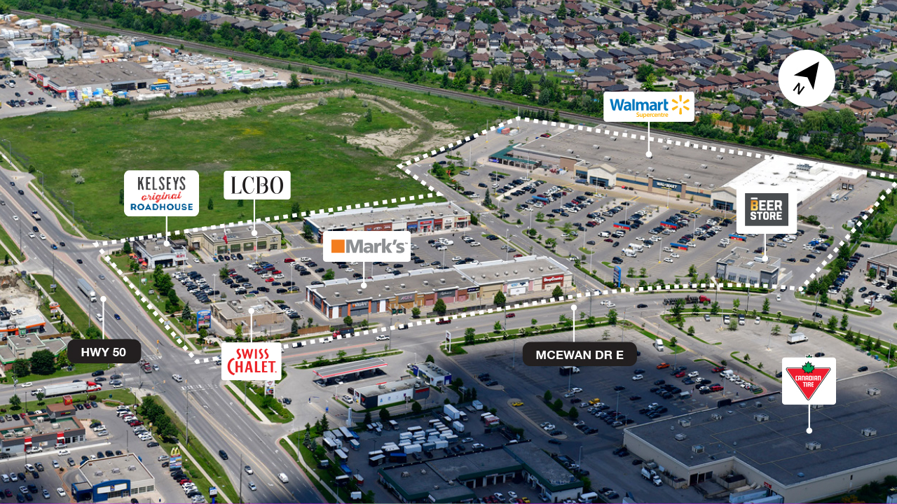 SmartCentres Bolton Property Map showing frontage and access to Highway 50