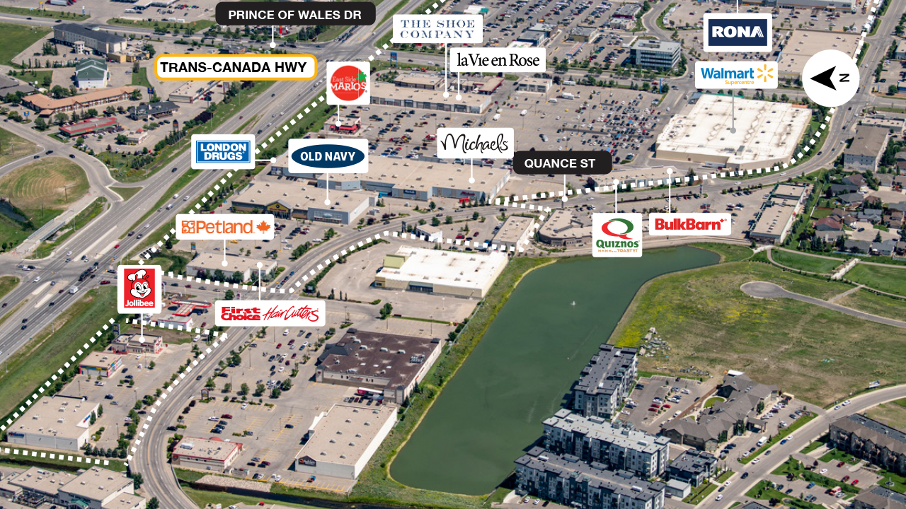 SmartCentres Regina East property map highlighting access to the Trans Canada Highway