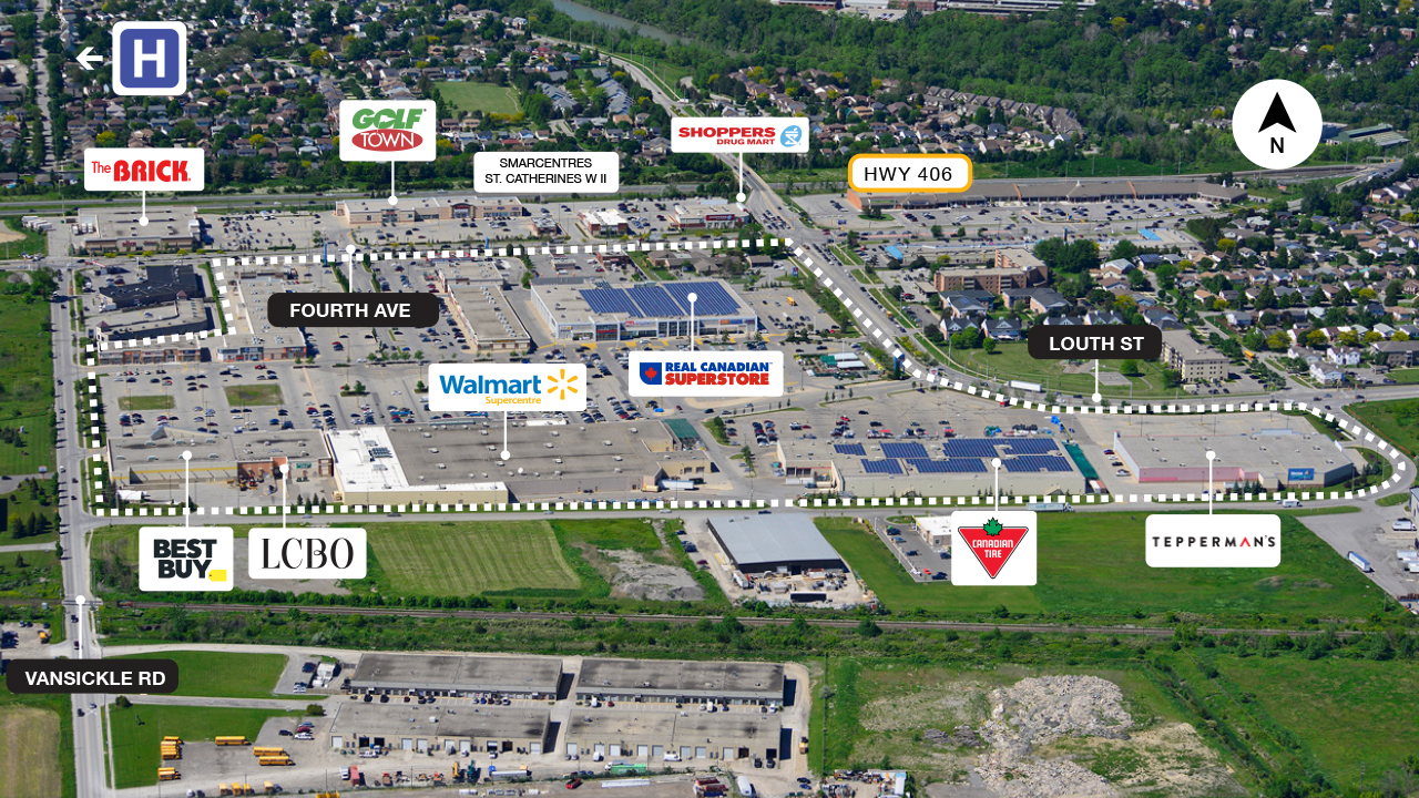 Property map of the SmartCentres St Catherines West shopping center 