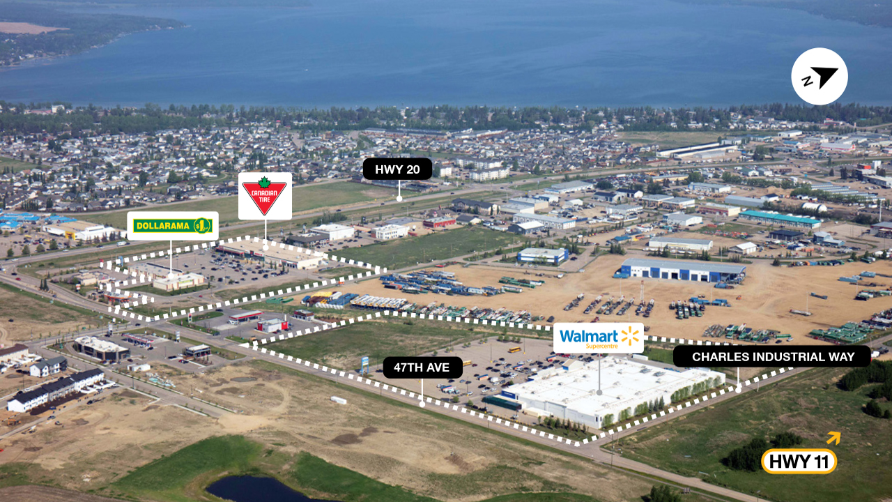 Property map of SmartCentres Sylan Lake shopping center with easy access to Highway 20 and Highway 11