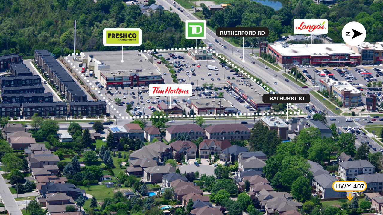 SmartCentres Rutherford property map highlighting major retail stores 