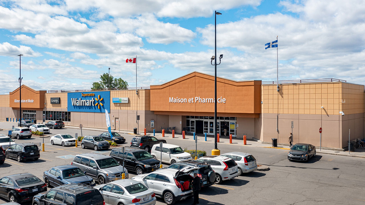 Image of the Laval West Walmart grocery and pharmacy at the SmartCentres commercial property with available space for lease